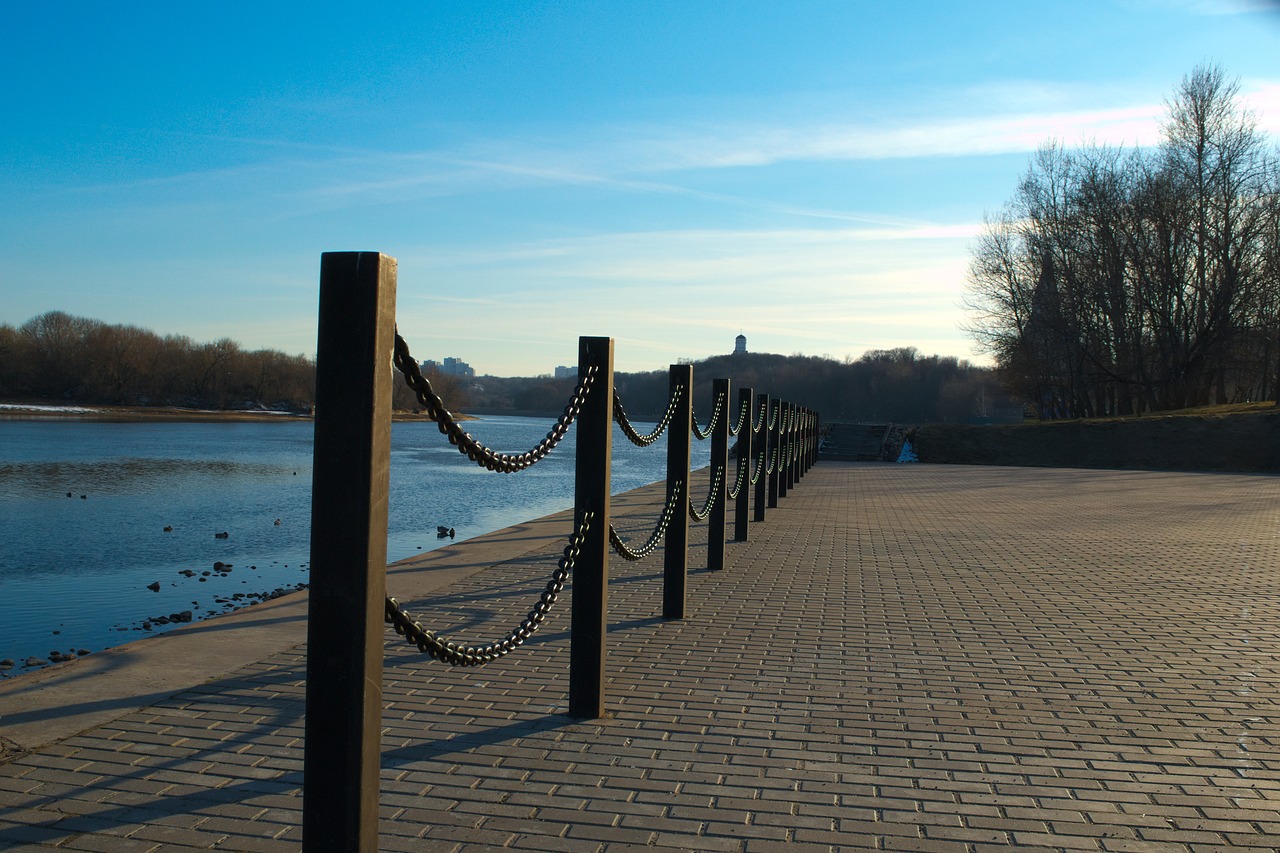 Image - river beach chain fence sky