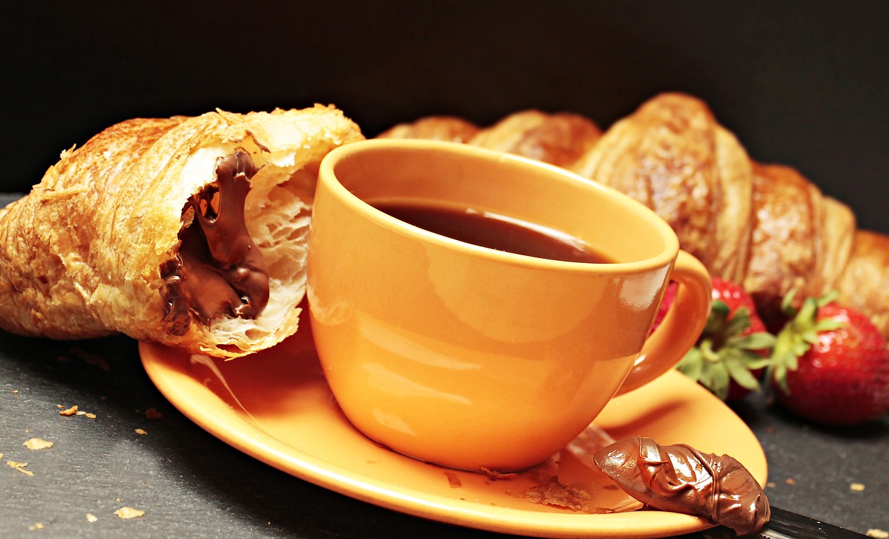 Image - coffee croissant coffee cup