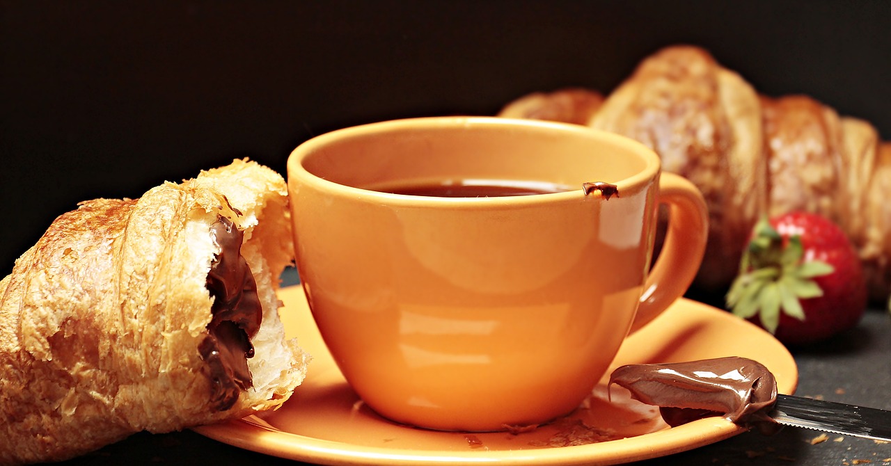 Image - coffee croissant coffee cup