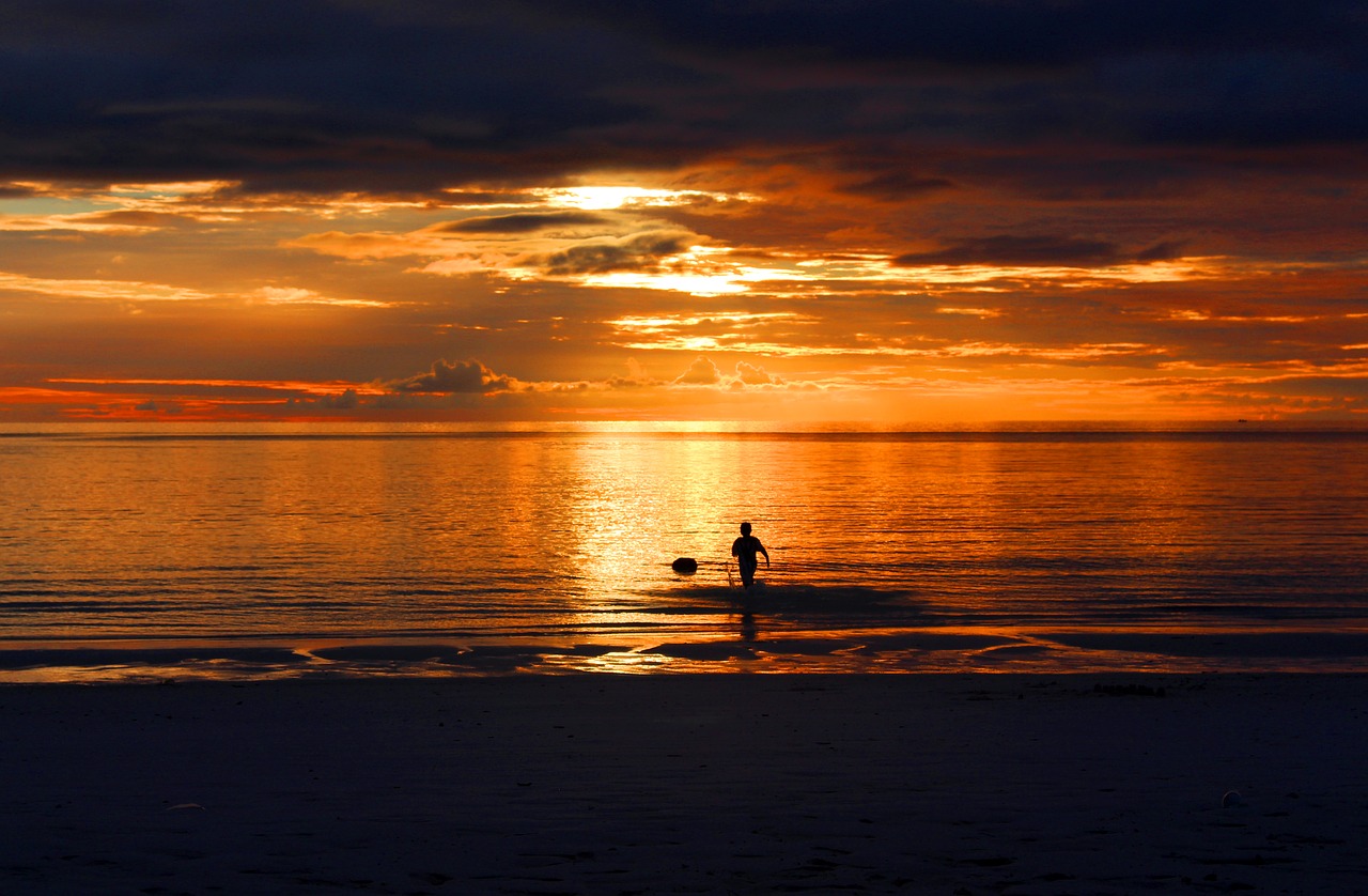 Image - sunset view nature tourism beach