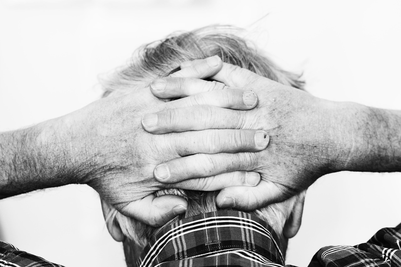 Image - hands head human old man person