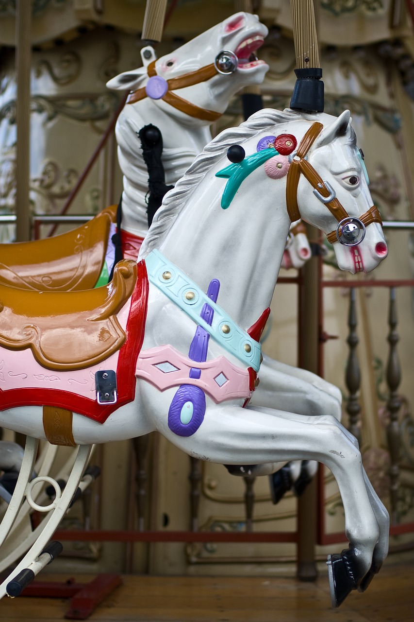 Image - carousel horses color vintage