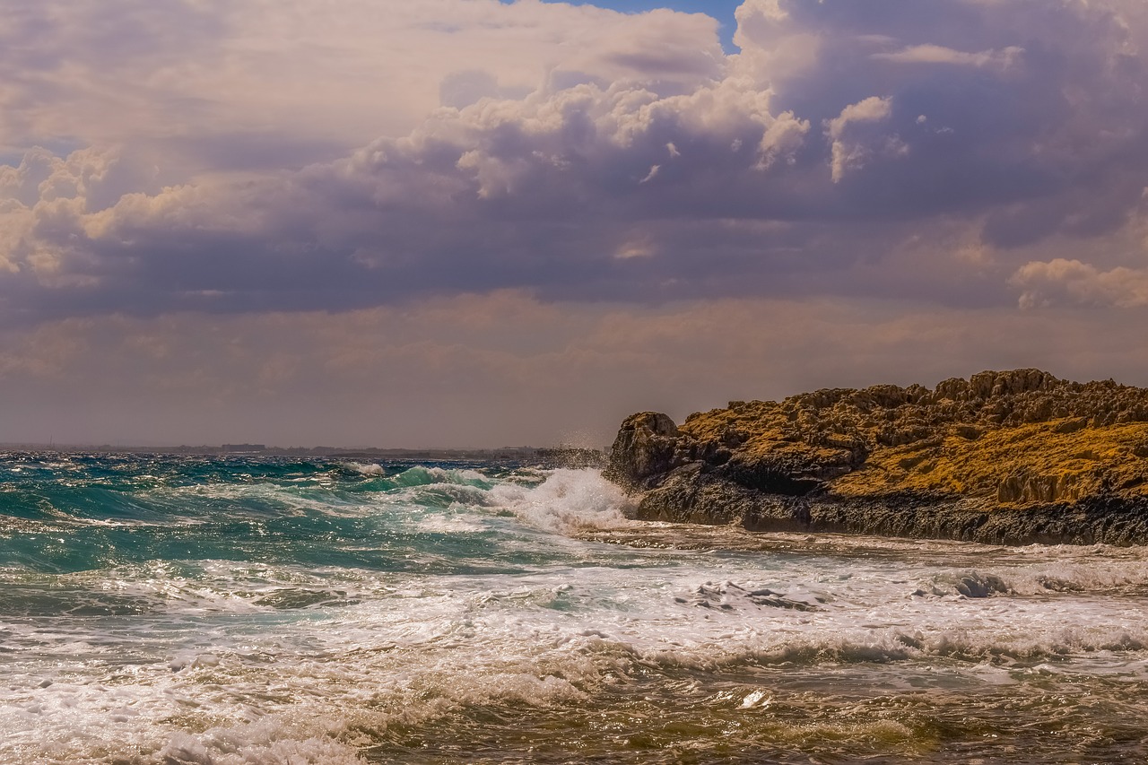 Image - storm sea waves sky clouds dark