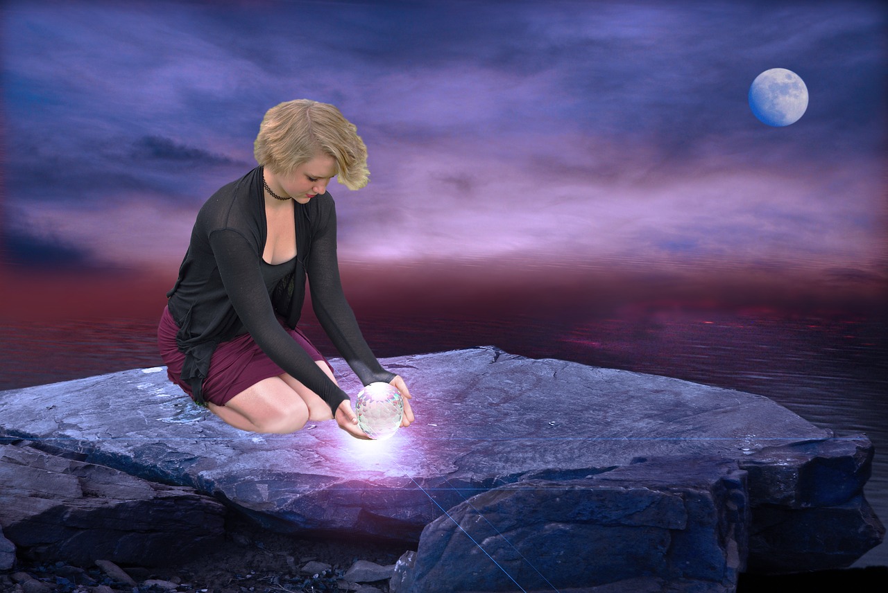 Image - fantasy young girl glowing crystal