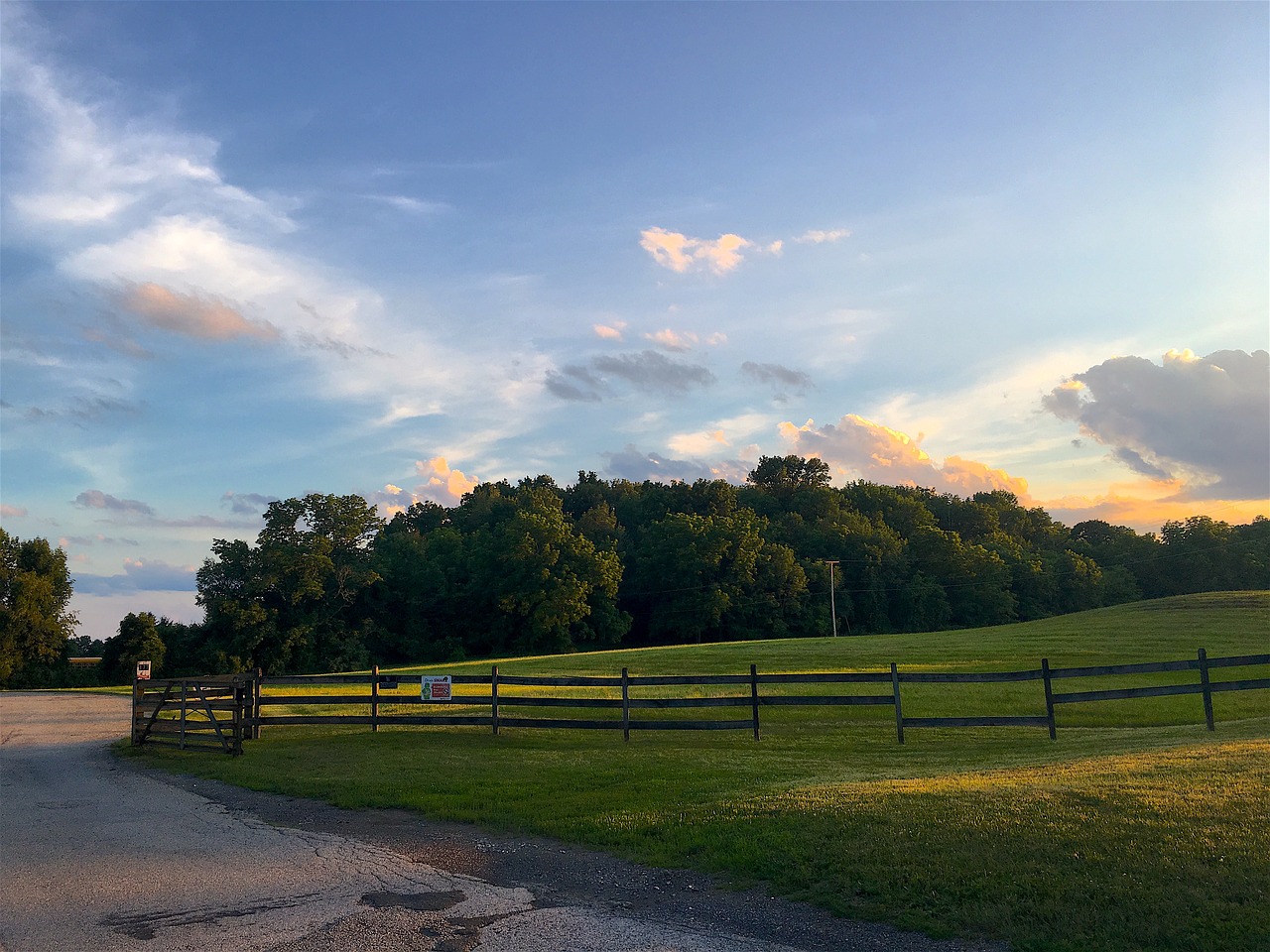 Image - field fence sunset landscape