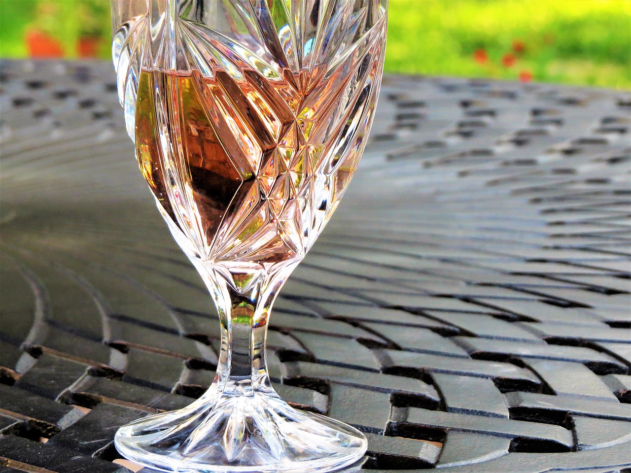 Image - glass wine sunset table outside