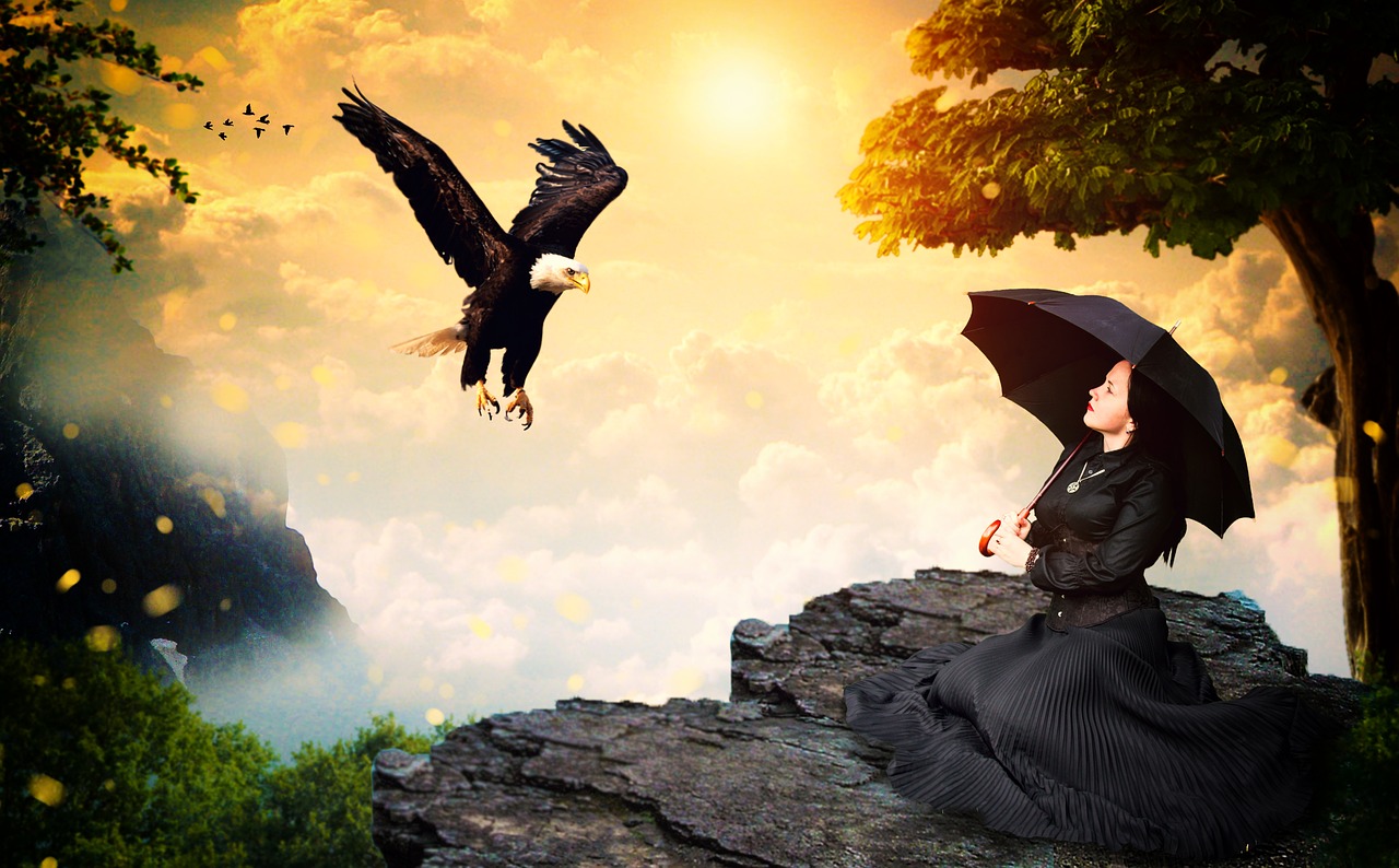 Image - girl black eagle female wild