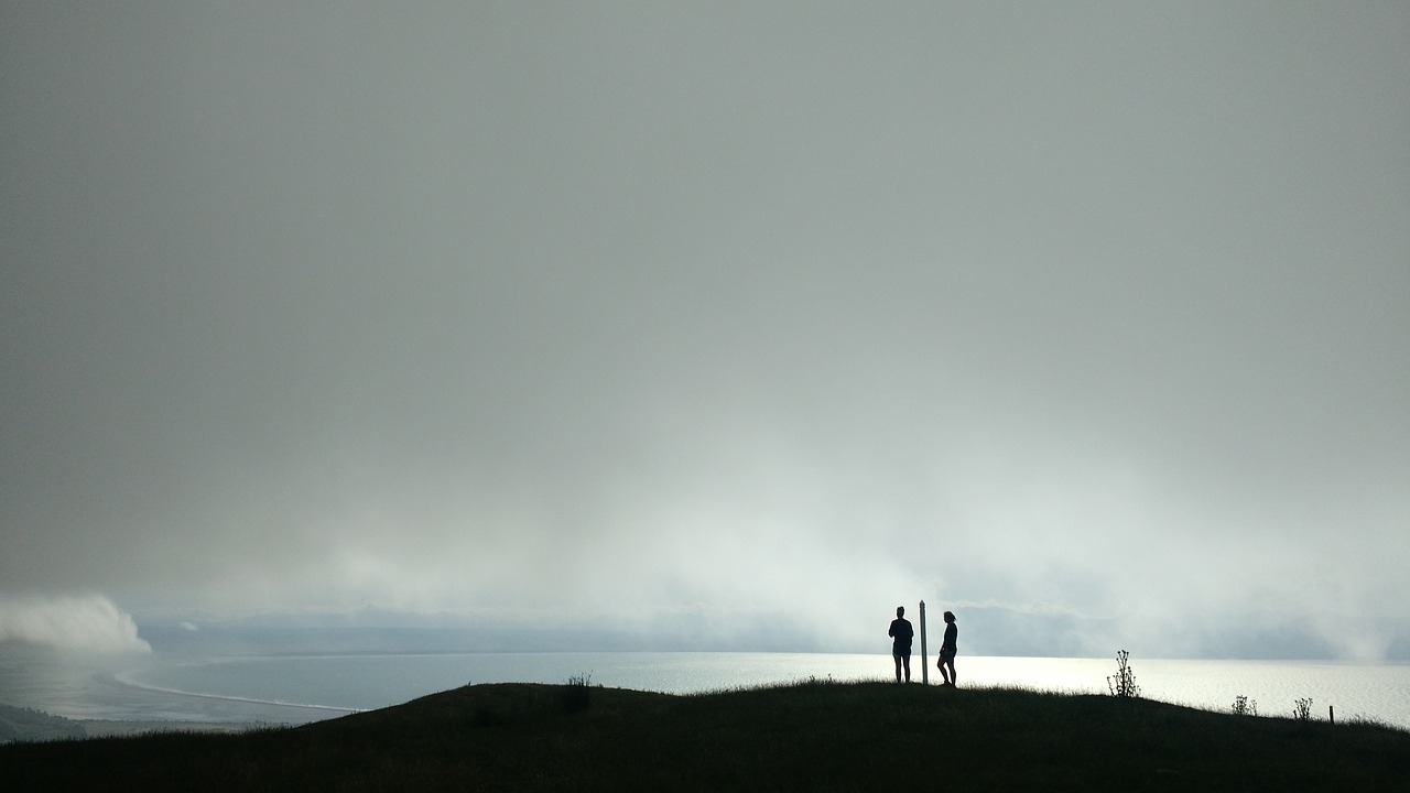 Image - clouds hikers hills