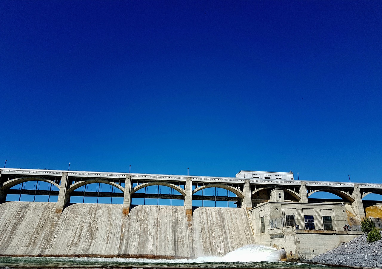 Image - dam sky blue concrete