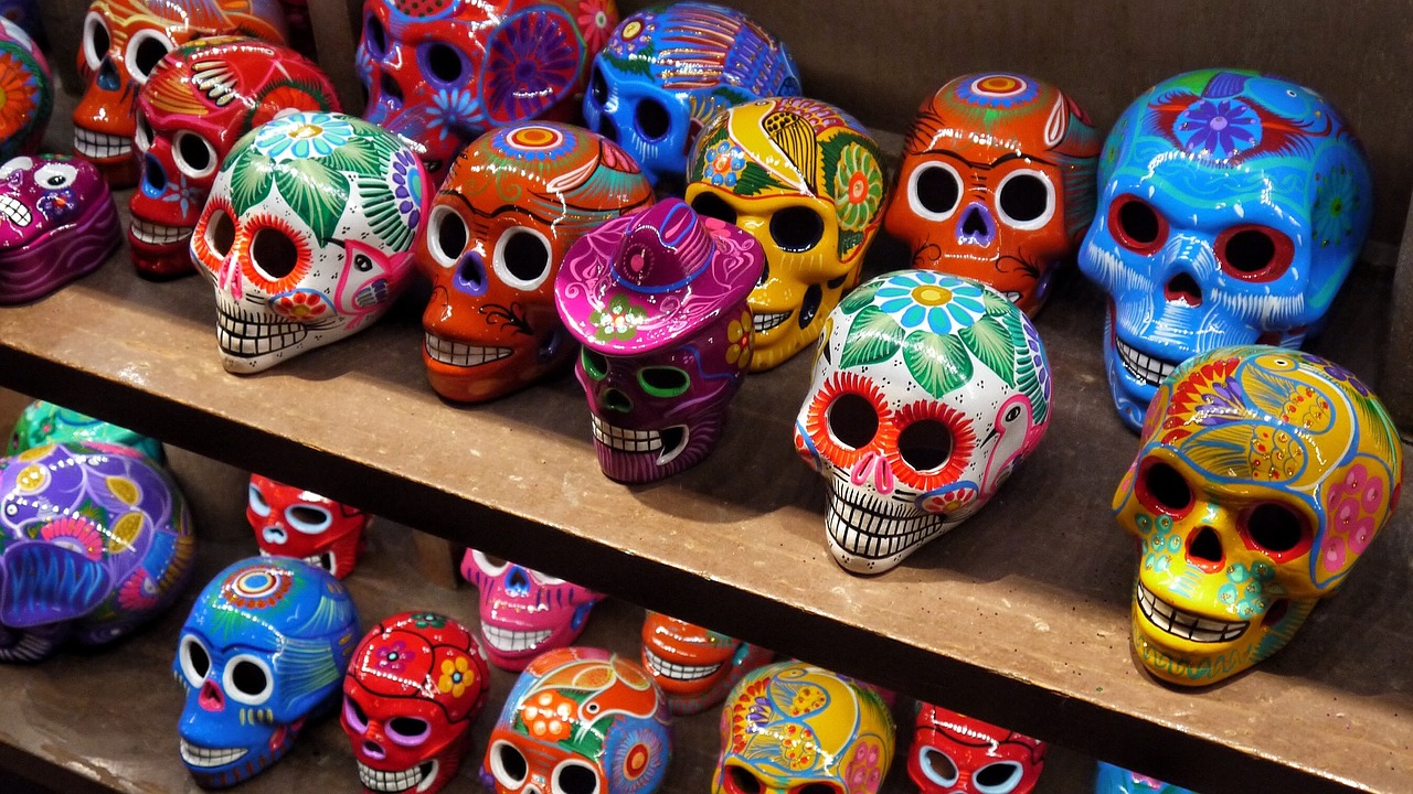 Image - skulls colourful dead muertos