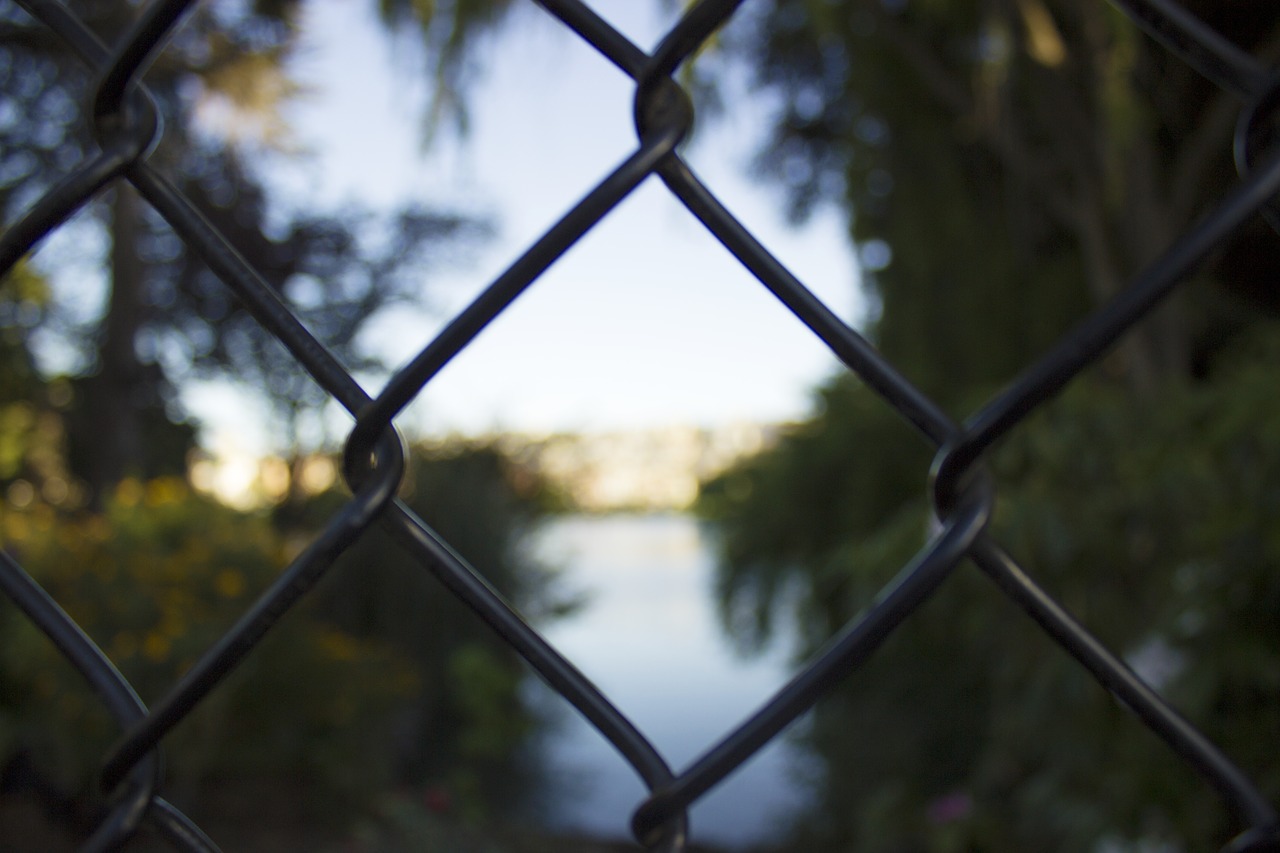 Image - nature fence exterior behind water