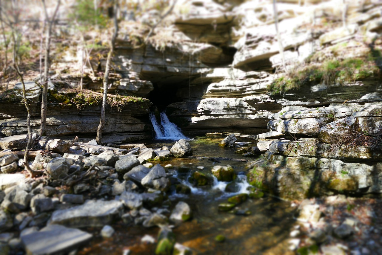 Image - waterfall cave rock forest nature