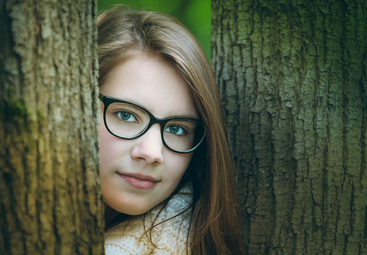 Image - girl glasses portrait young people