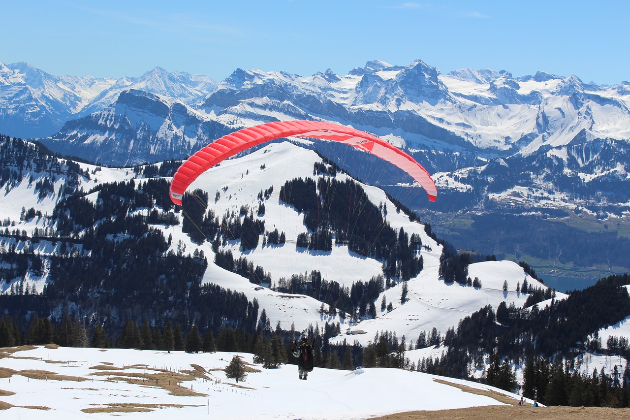 Image - paraglider winter scape switzerland