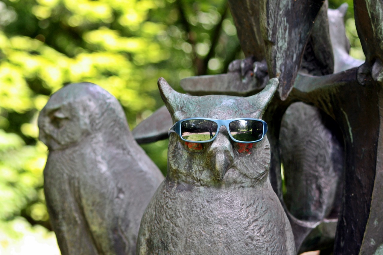 Image - sculpture owls sunglasses