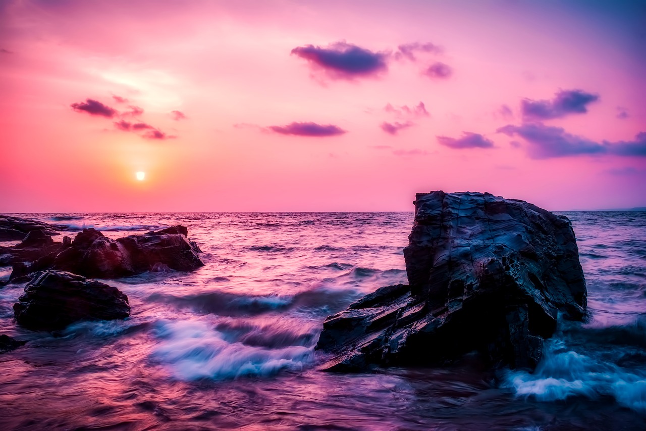 Image - sea ocean sky clouds rocks