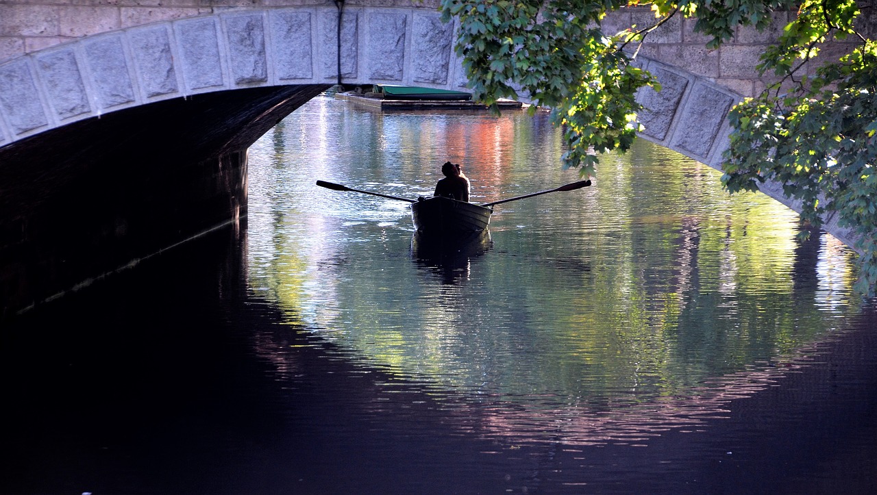 Image - boating river bridge water boat