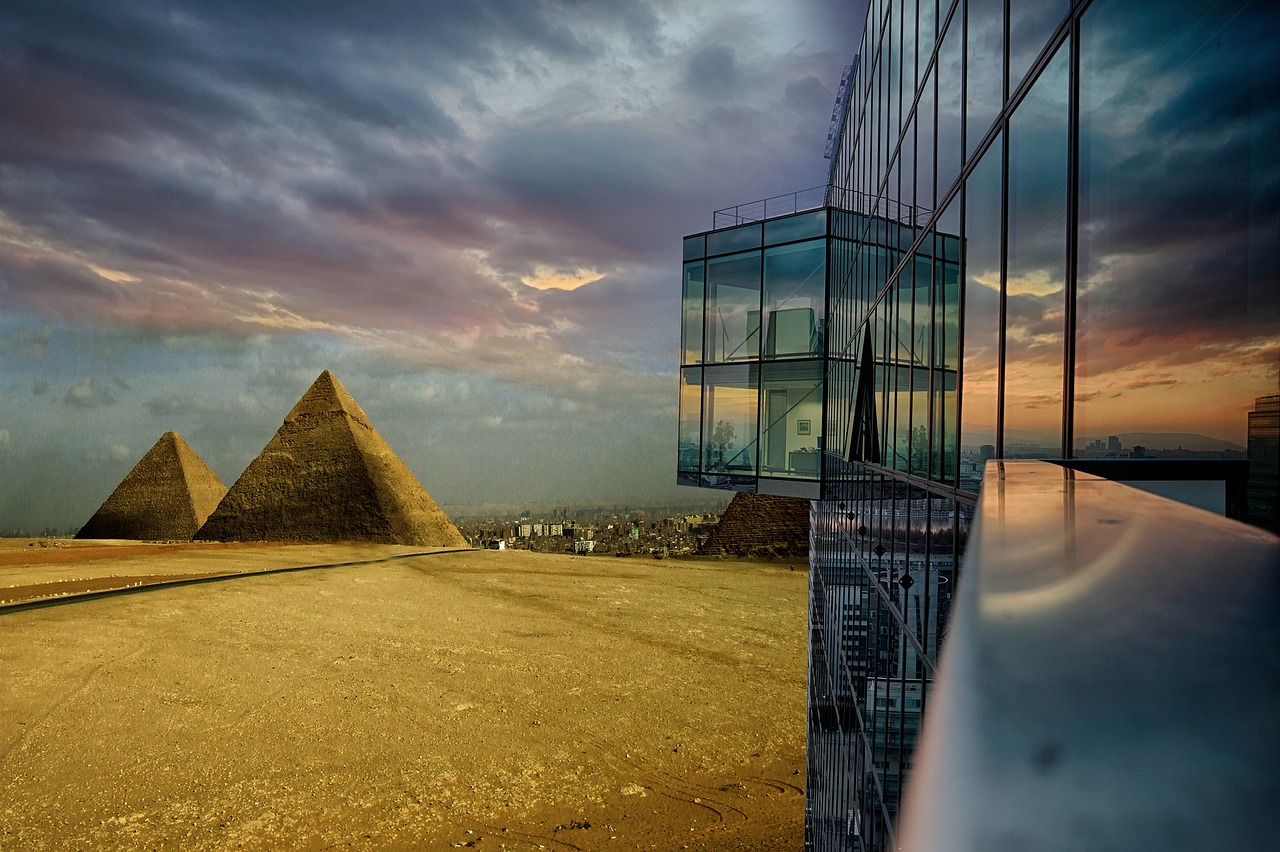 Image - vienna pyramids sunset house facade