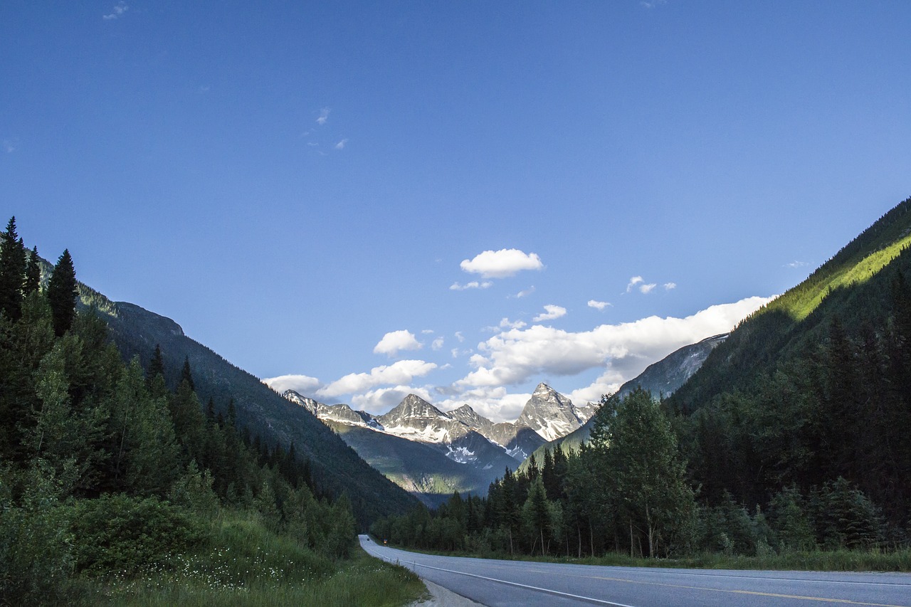 Image - highway mountain road sky trees