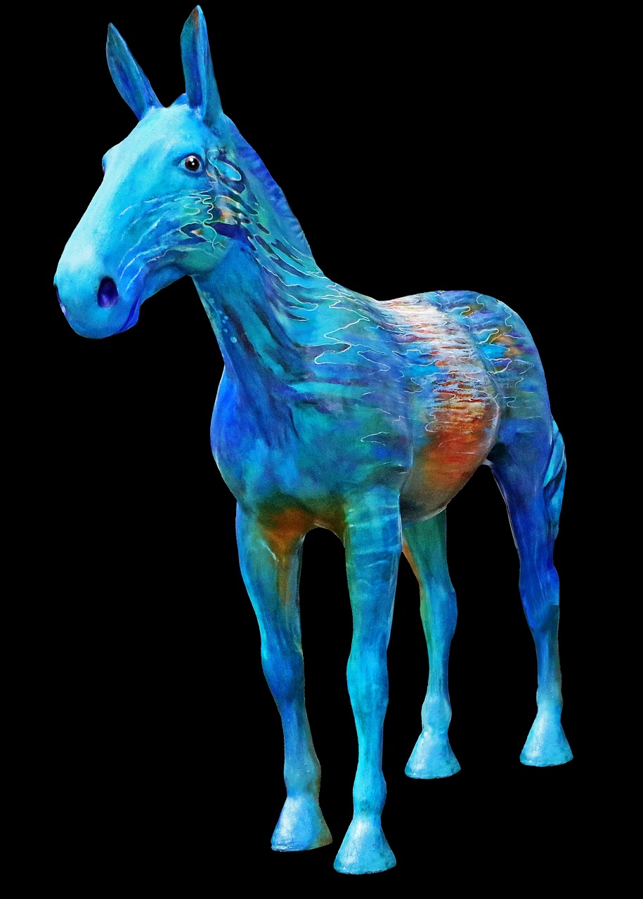 Image - blue horse statue horse animal
