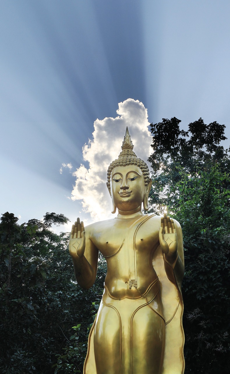 Image - buddha blue sky gold