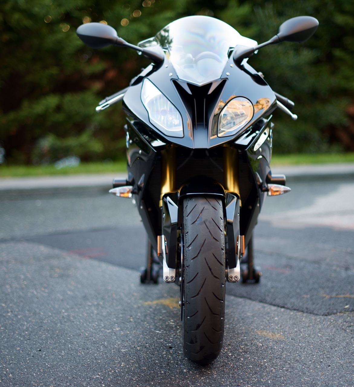 Image - motorcycle asphalt headlights