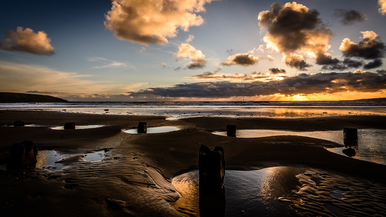Image - seascape sunrise coast tide sky