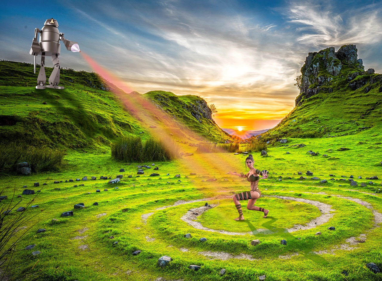 Image - robot amazone stone circle elf