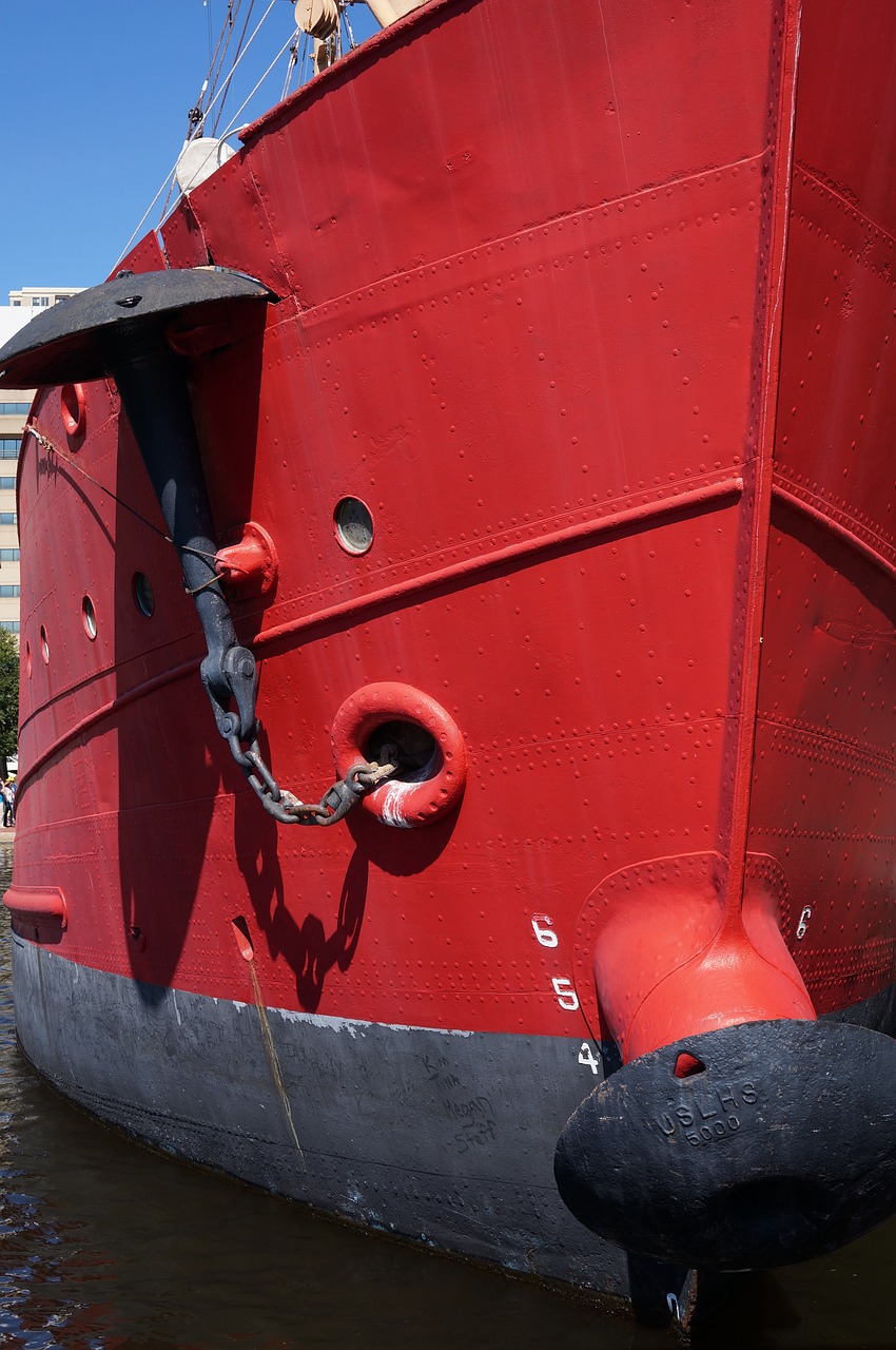 Image - red boat bow anchor water ship