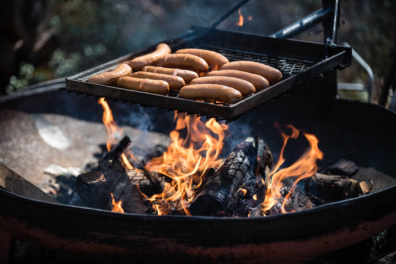 Image - sausages fire picnic outside