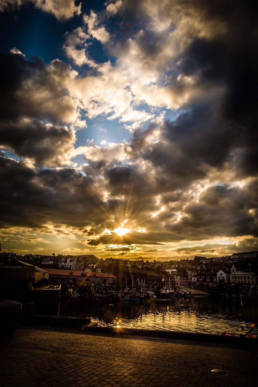Image - harbour seascape sunset last light