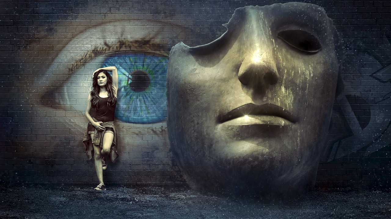 Image - fantasy surreal mask wall eye
