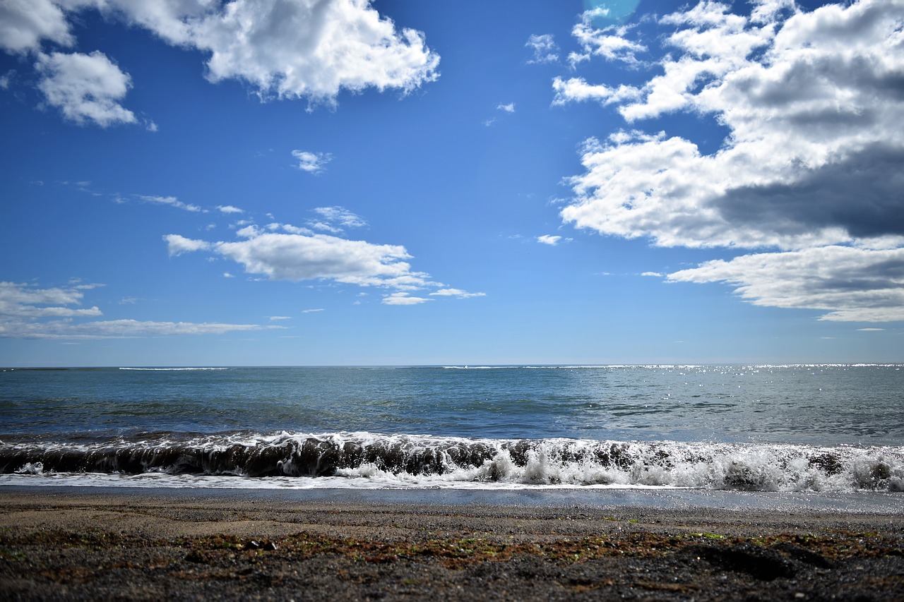 Image - sky black beach clouds wave