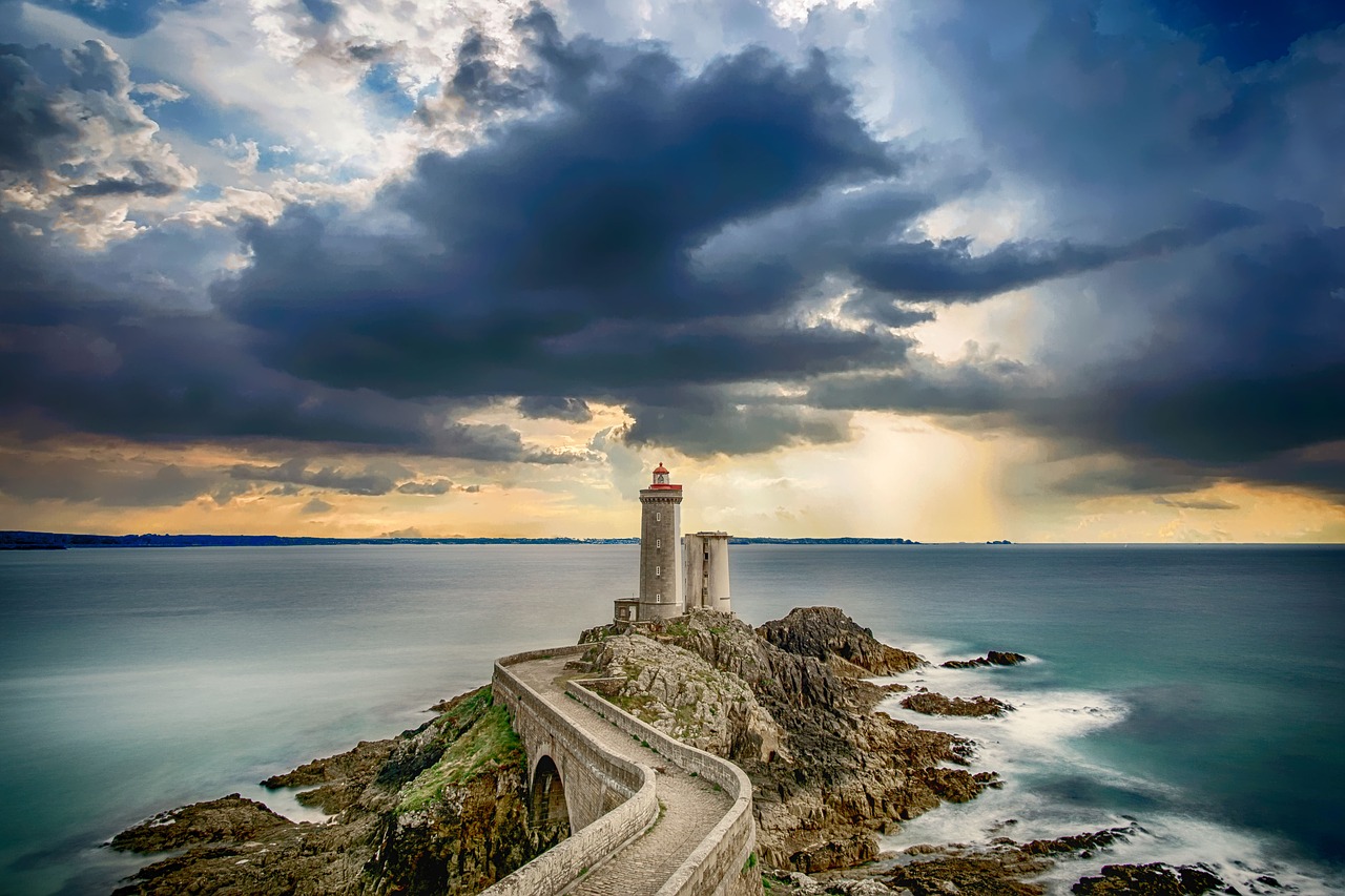 Image - lighthouse coast sea ocean sky