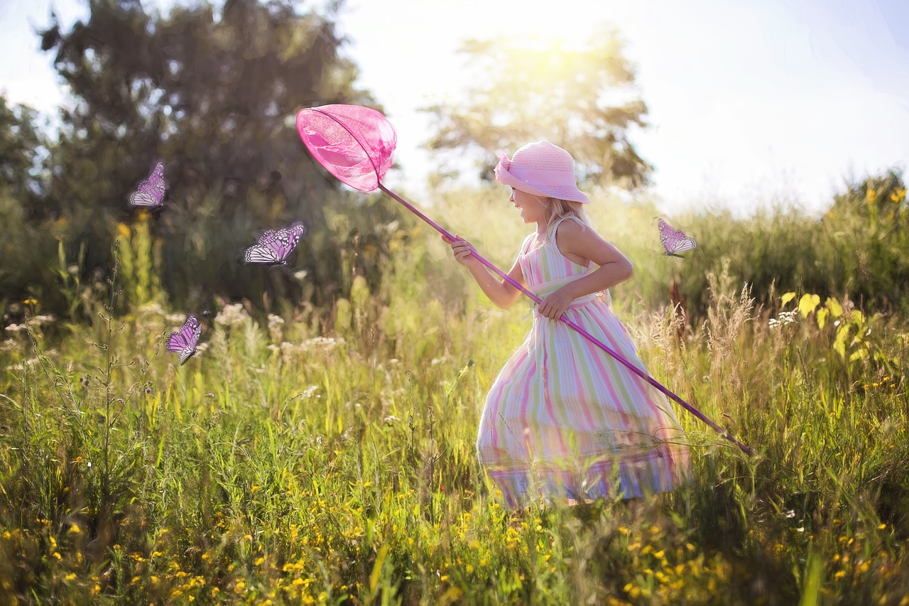 Image - chasing butterflies little girl