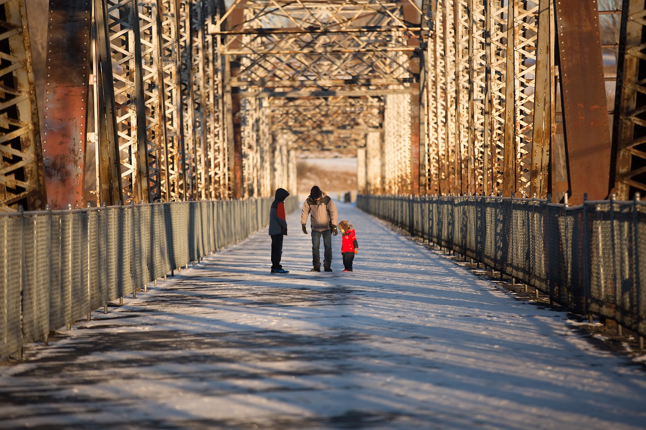 Image - family bridge people winter young