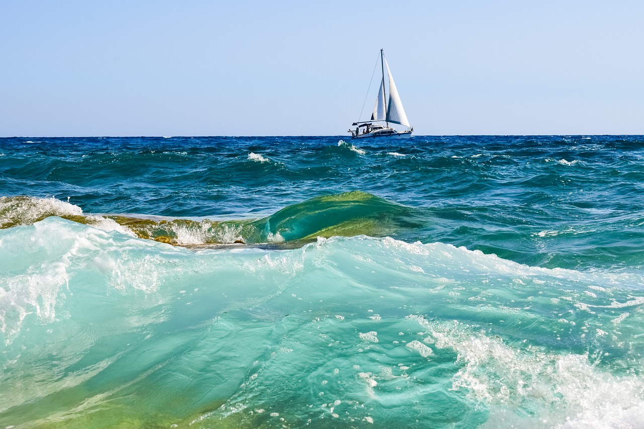 Image - shades of blue wave sea spray foam