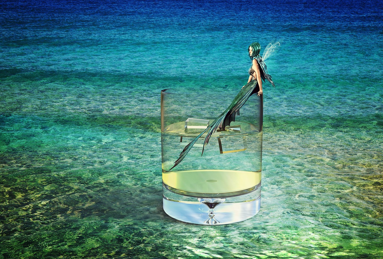 Image - mermaid sea water water glass