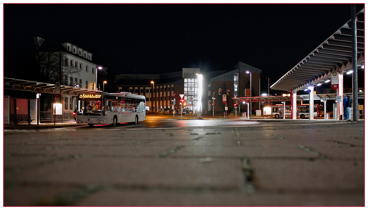 Image - railway station night bus stop
