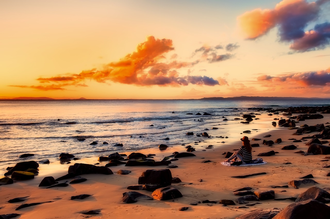 Image - sea ocean beach woman girl sunset