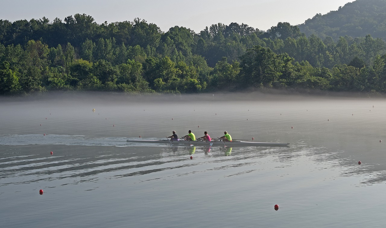 Image - scull rowing in fog early morning