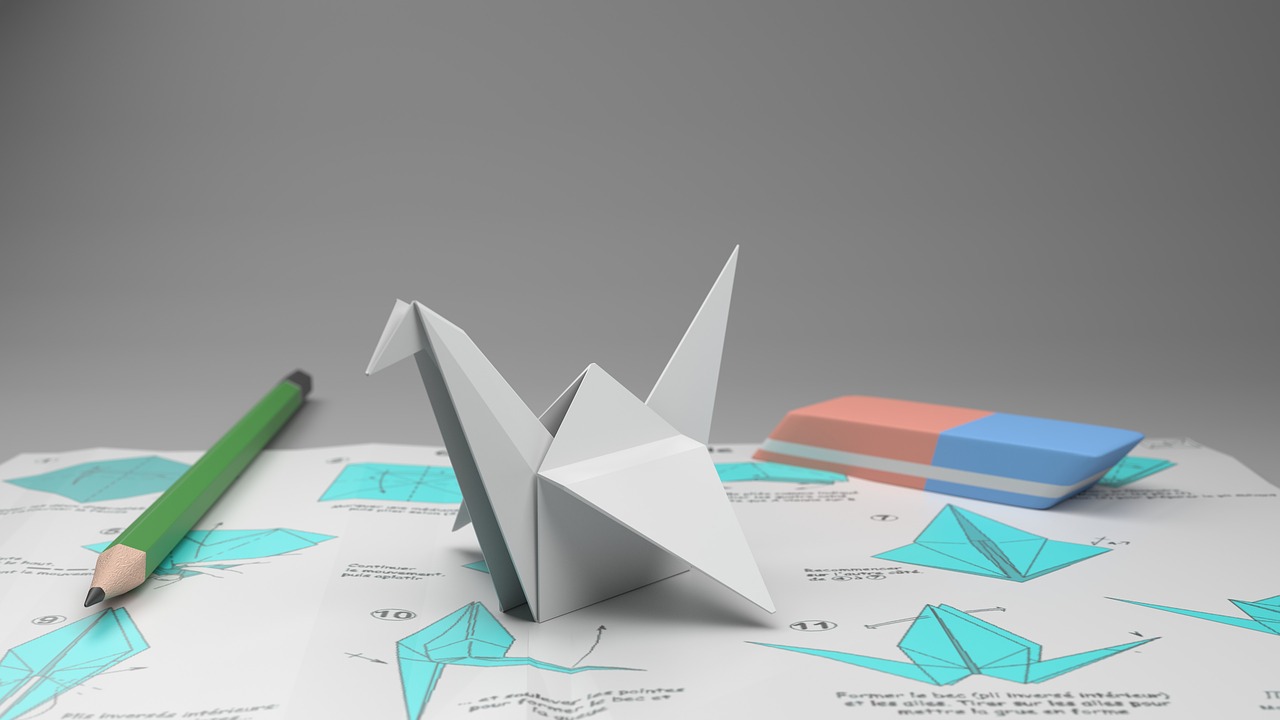 Image - origami crane pencil to paper