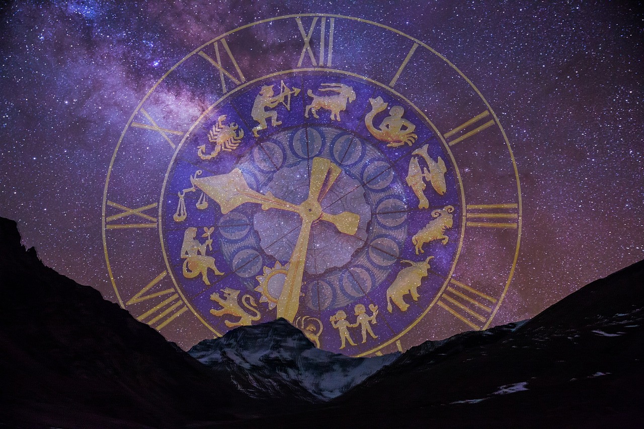 Image - starry sky zodiac sign clock