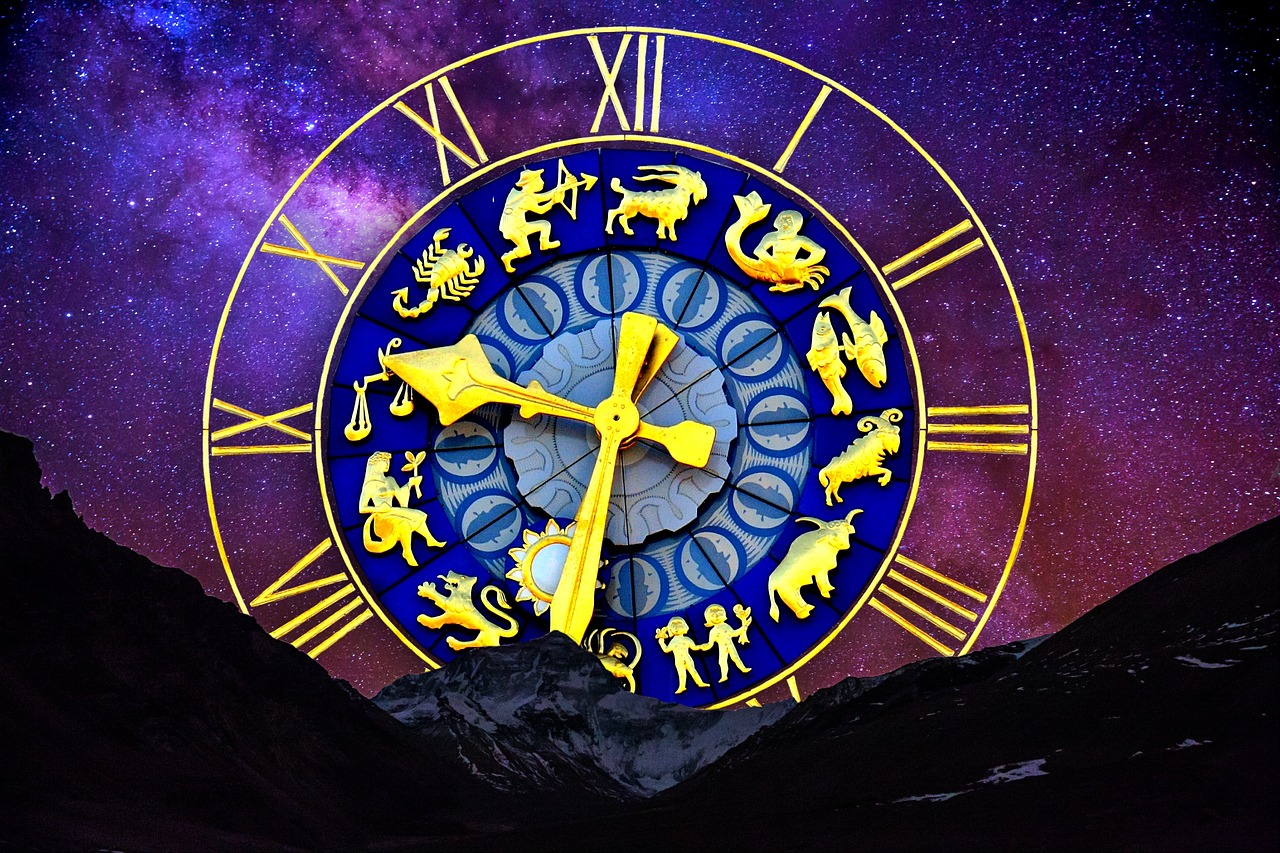 Image - starry sky zodiac sign clock