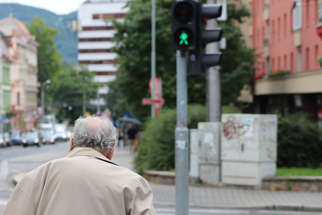 Image - old man crossing street