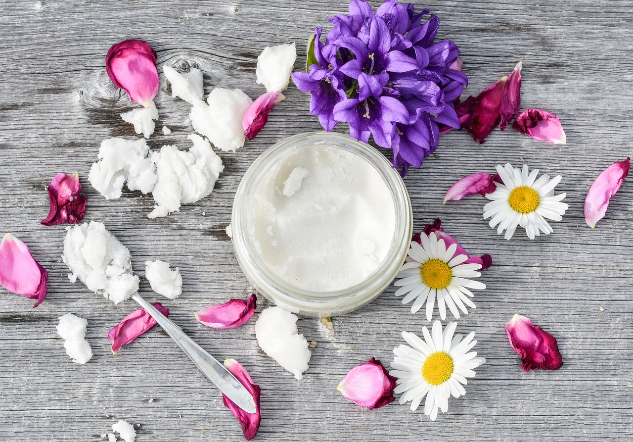Image - coconut oil oil white glass jar