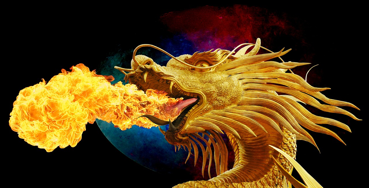 Image - dragon fire breathing golden dragon