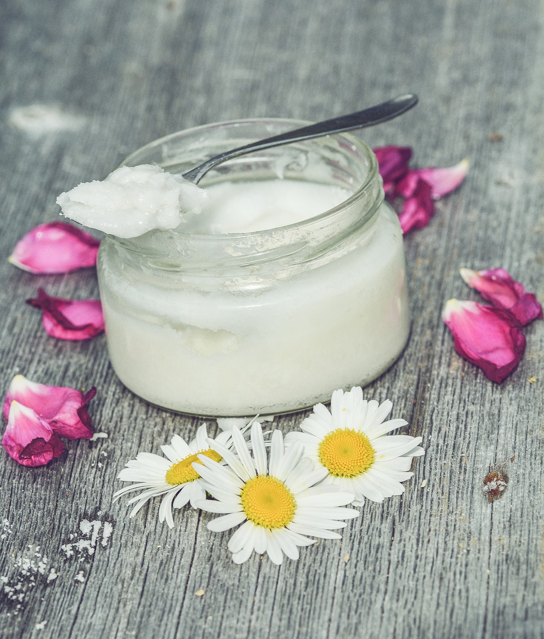 Image - coconut oil oil white glass jar