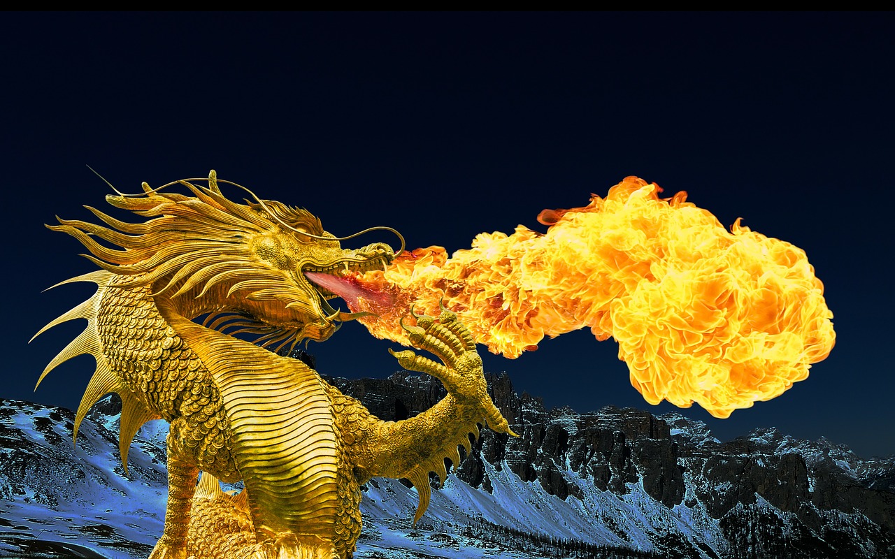 Image - dragon fire breathing golden dragon