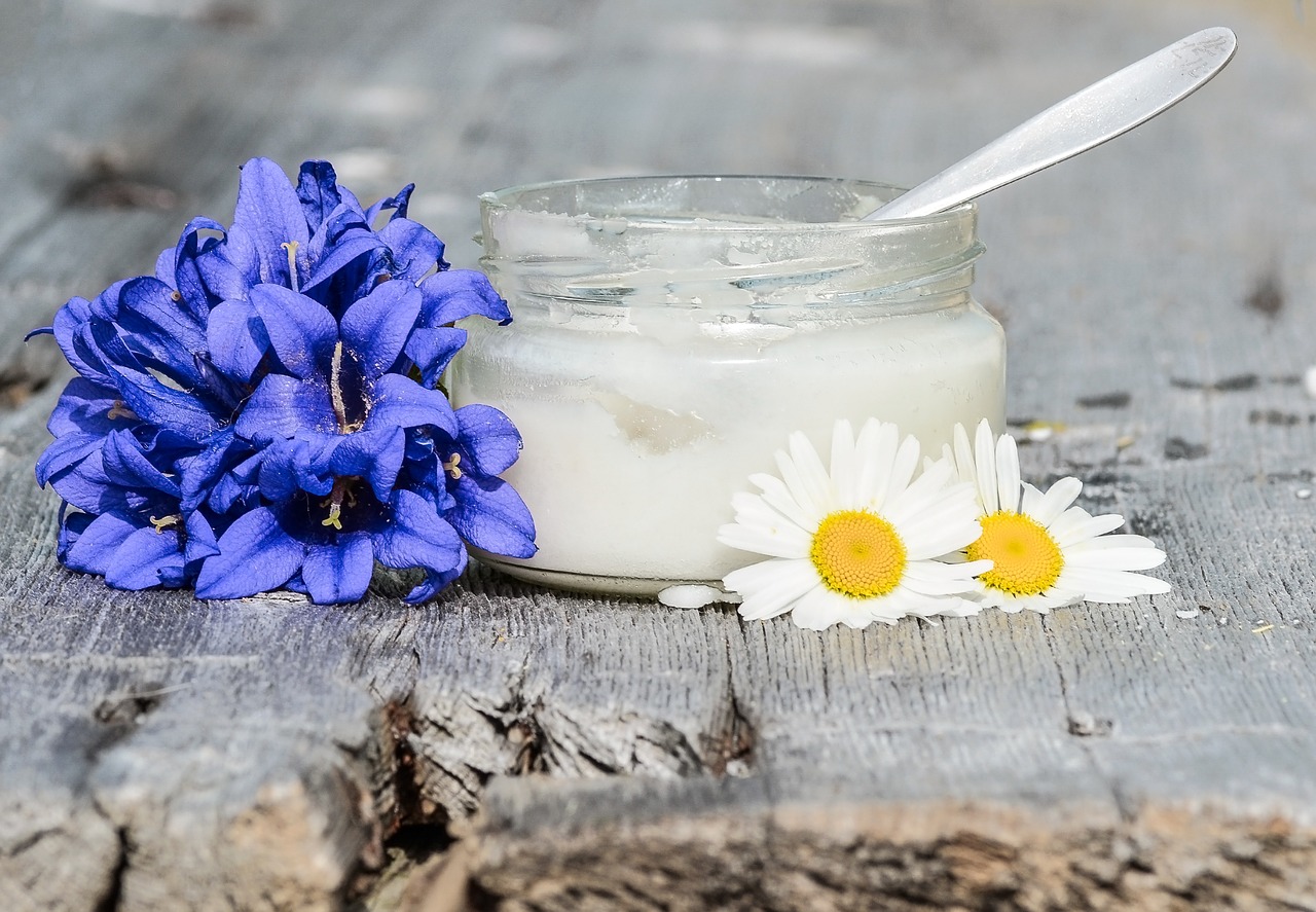 Image - coconut oil oil white glass jar